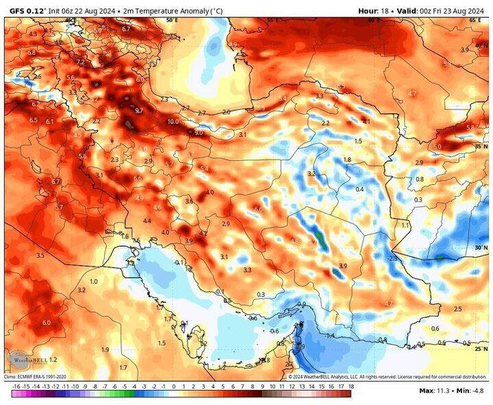 ماندگاری هوای گرم تابستانی در کشور؛ پیش‌بینی بارش‌های پراکنده در نوار شمالی