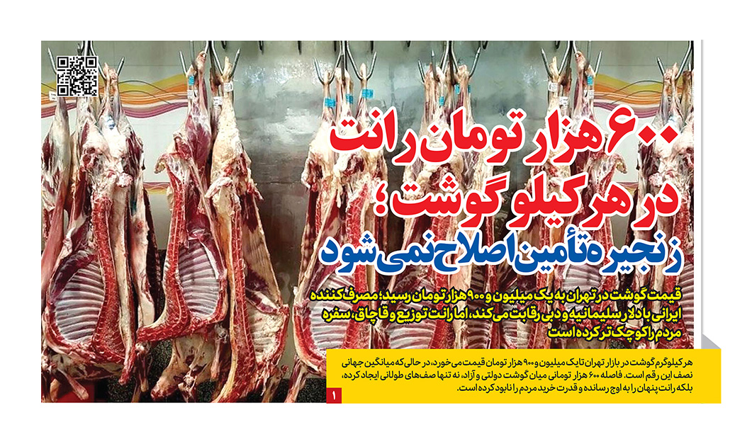 ۶۰۰ هزار تومان رانت در هر کیلو گوشت؛ زنجیره تأمین اصلاح نمی‌شود